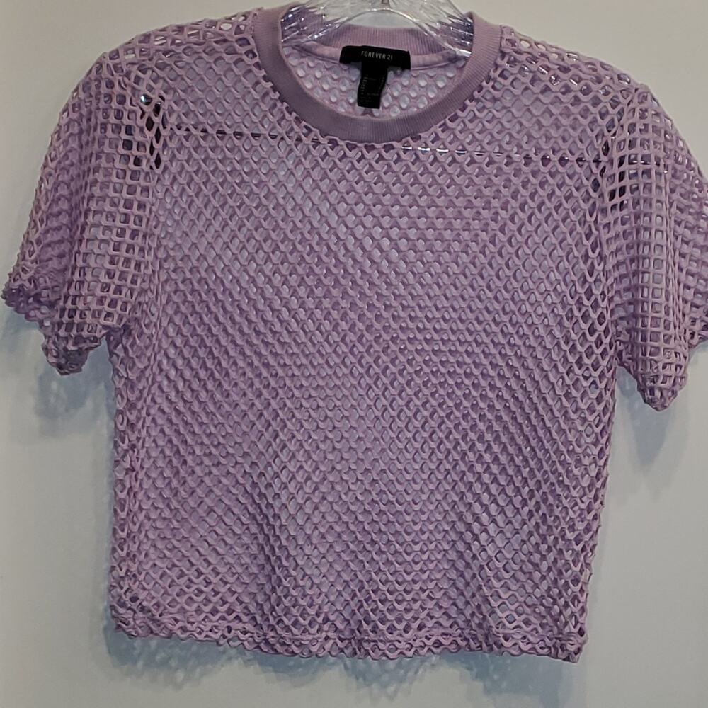 Forever 21 Purple Lilac Crochet Open Knit Shirt Size Small